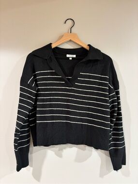 Weekend Los Angeles Amelia Sweater Stripe black white medium